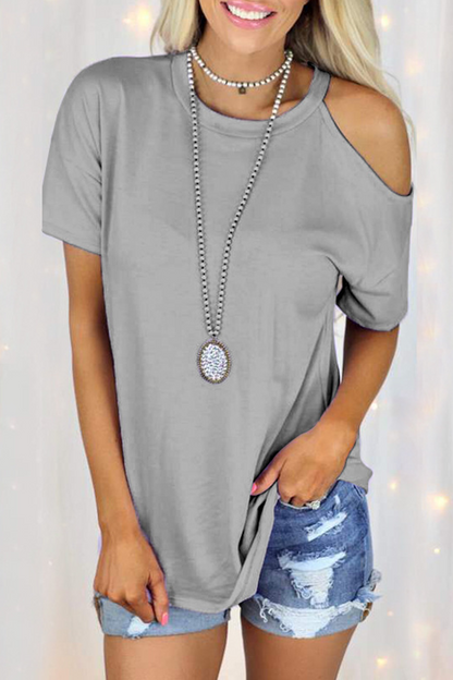 Camisetas casuales lisas de cuello redondo