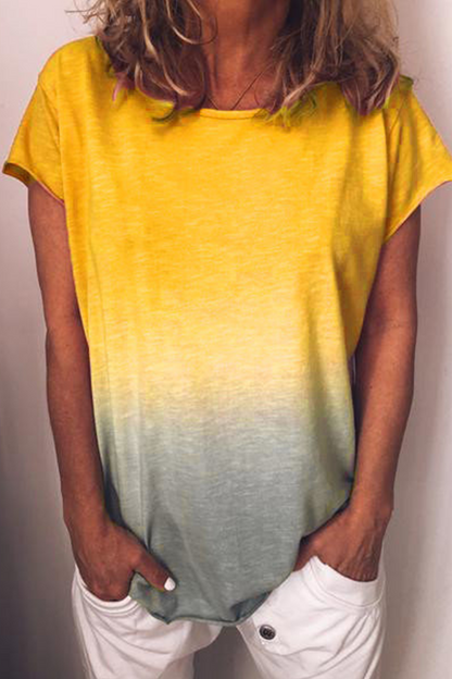 Camisetas básicas informales de cuello redondo con cambio gradual (7 colores)