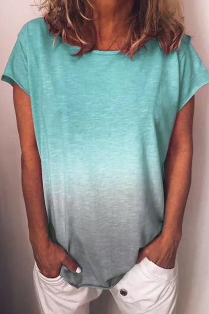 Camisetas básicas informales de cuello redondo con cambio gradual (7 colores)