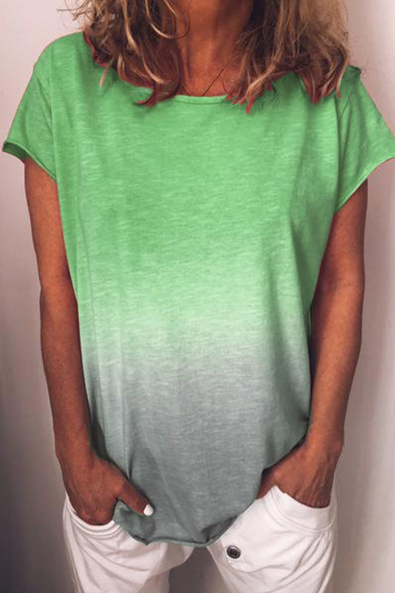 Camisetas básicas informales de cuello redondo con cambio gradual (7 colores)