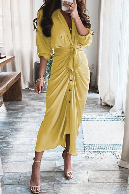 Vestidos de línea A con cuello vuelto y estampado urbano de moda (7 colores)