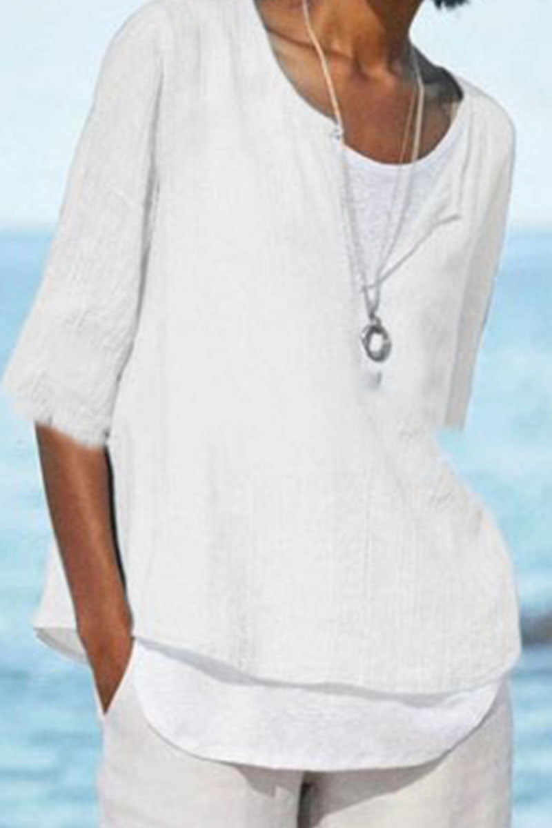 Tops de cuello en V con parches lisos y sencillos de moda (12 colores)