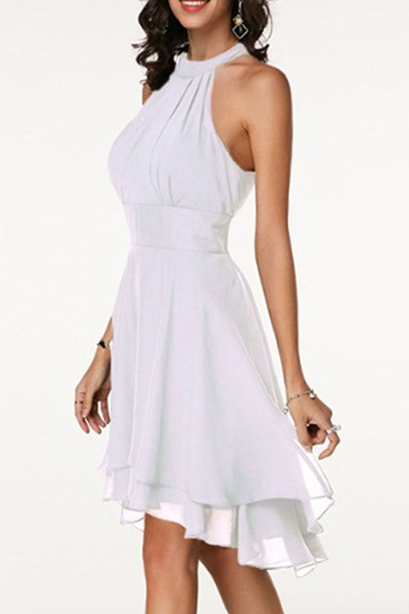 Vestidos de moda urbana con cuello halter liso (7 colores)