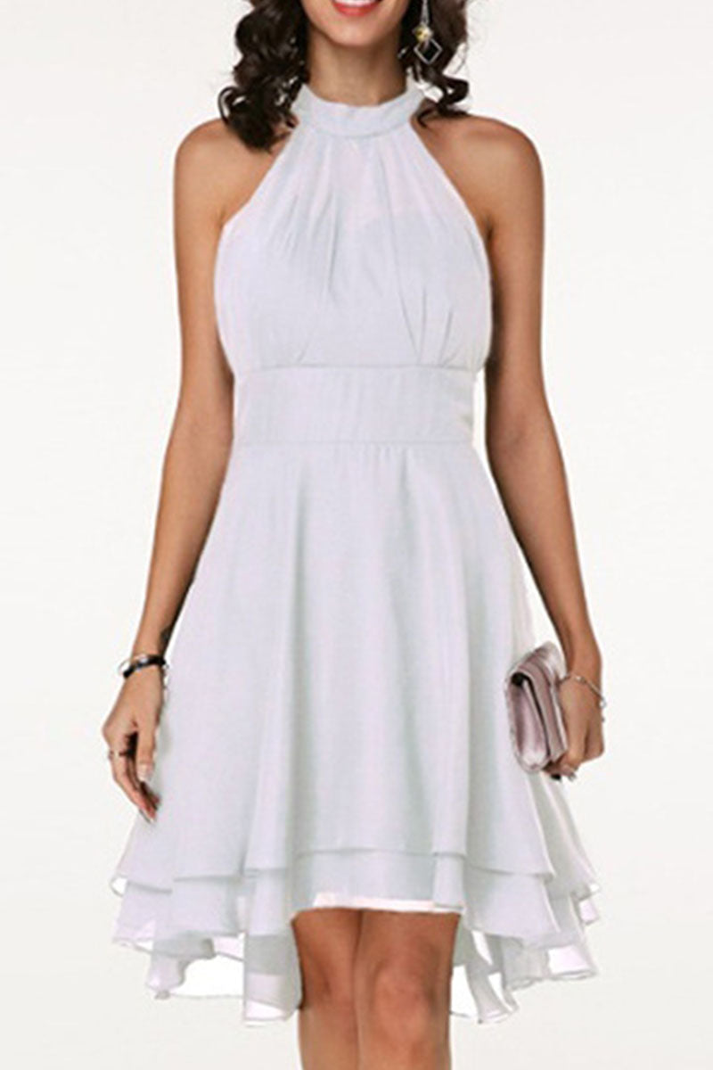 Vestidos de moda urbana con cuello halter liso (7 colores)