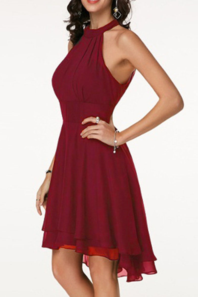 Vestidos de moda urbana con cuello halter liso (7 colores)