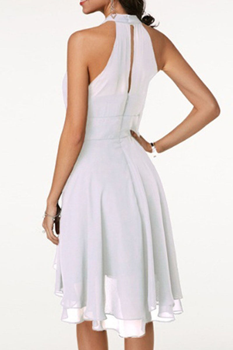 Vestidos de moda urbana con cuello halter liso (7 colores)