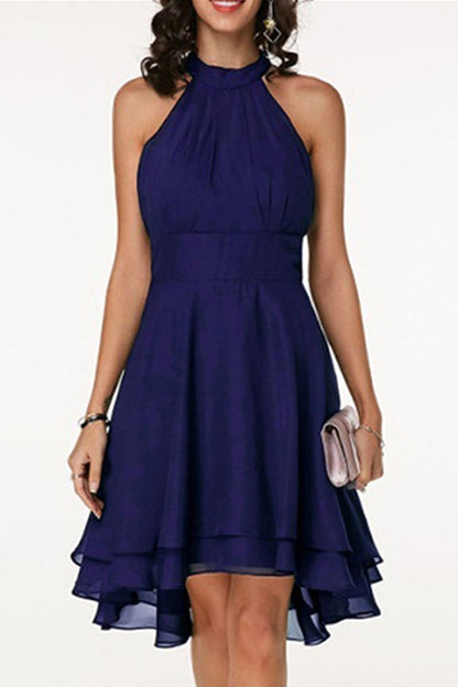 Vestidos de moda urbana con cuello halter liso (7 colores)