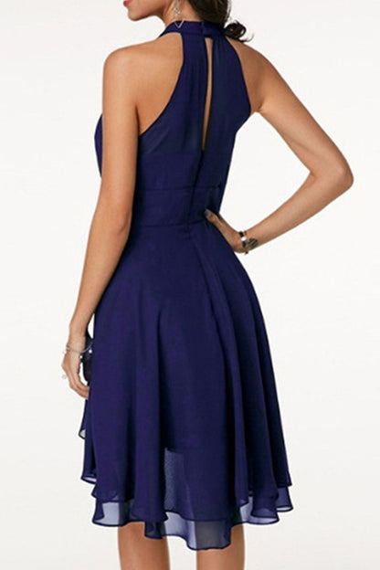 Vestidos de moda urbana con cuello halter liso (7 colores)