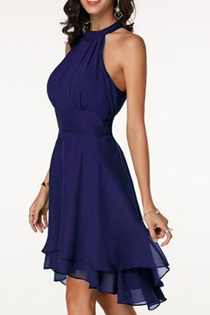 Vestidos de moda urbana con cuello halter liso (7 colores)