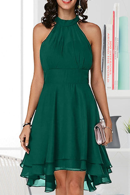 Vestidos de moda urbana con cuello halter liso (7 colores)