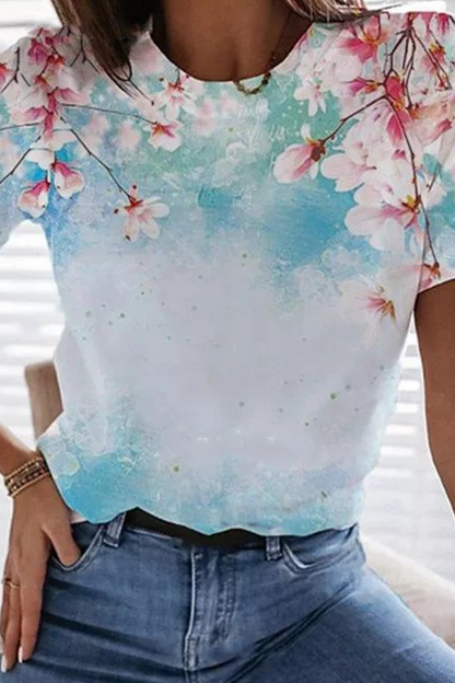 Camisetas básicas de cuello redondo con estampado urbano informal