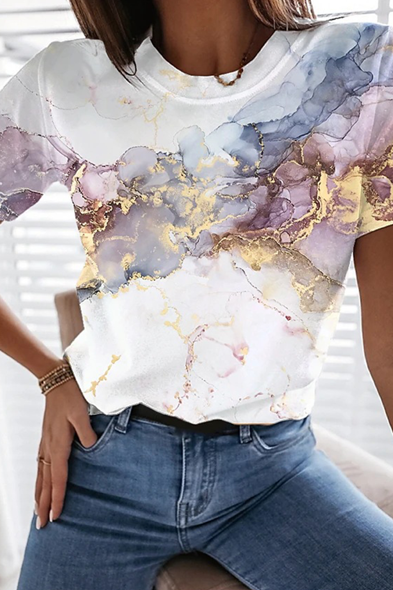 Camisetas básicas de cuello redondo con estampado urbano informal