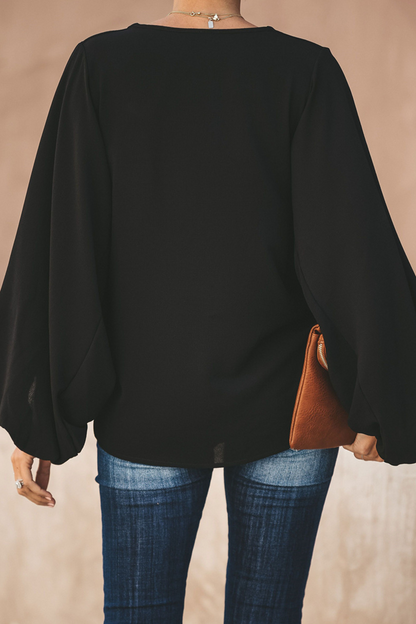 Tops elegantes de moda con cuello en V y parches sólidos (3 colores)