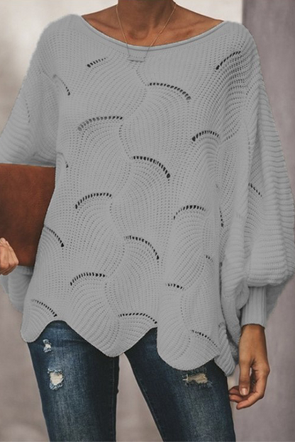 Suéteres elegantes de cuello redondo con retazos ahuecados y sólidos (7 colores)
