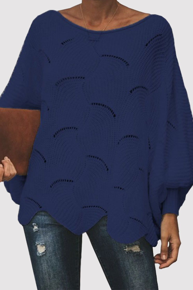 Suéteres elegantes de cuello redondo con retazos ahuecados y sólidos (7 colores)