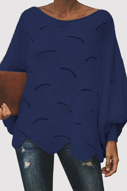 Suéteres elegantes de cuello redondo con retazos ahuecados y sólidos (7 colores)