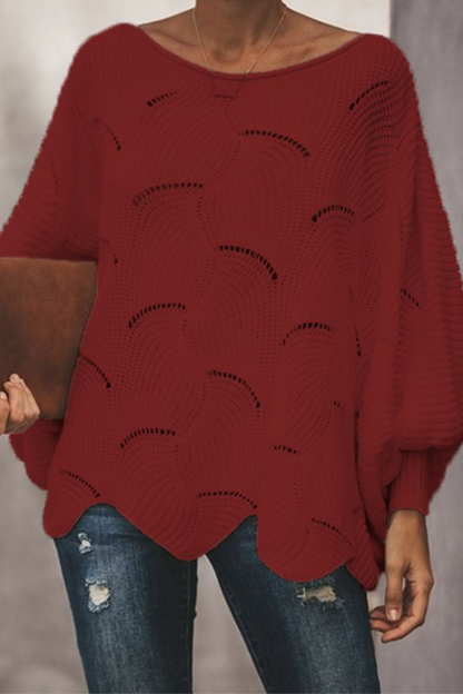 Suéteres elegantes de cuello redondo con retazos ahuecados y sólidos (7 colores)