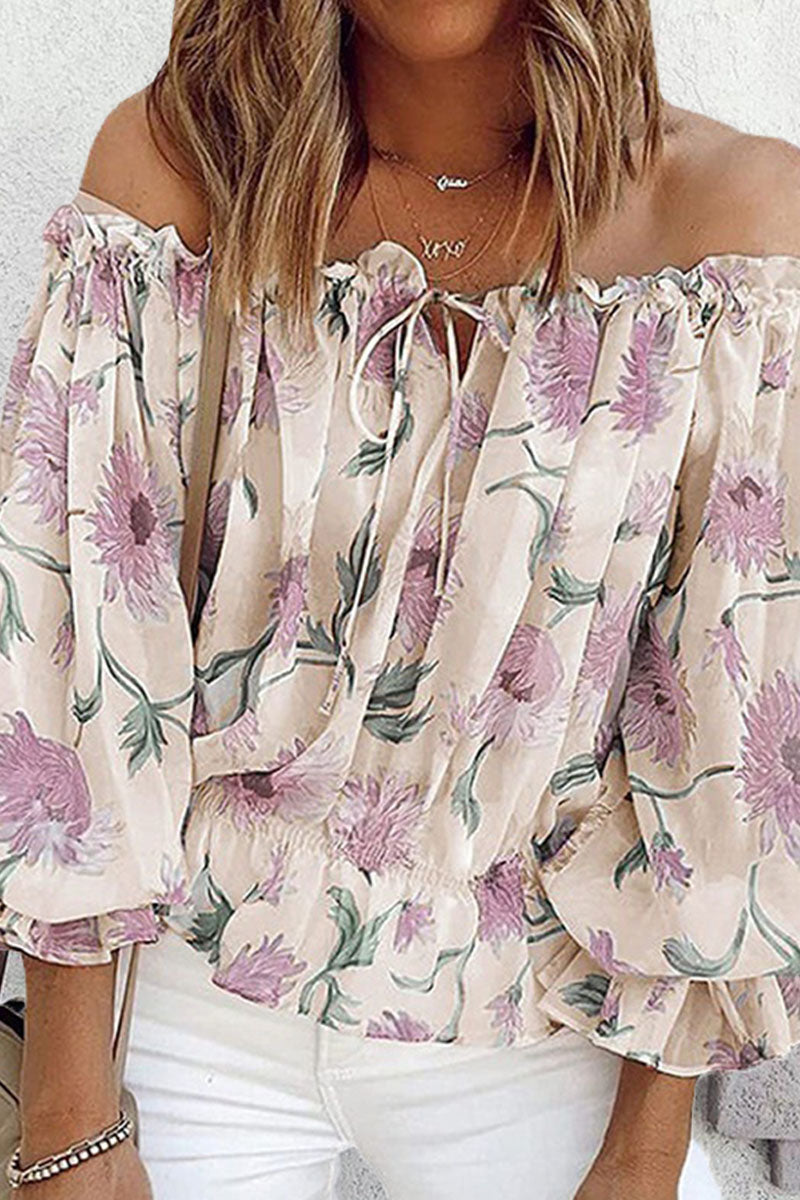 Blusas de moda con hombros descubiertos y estampados de patchwork (4 colores)