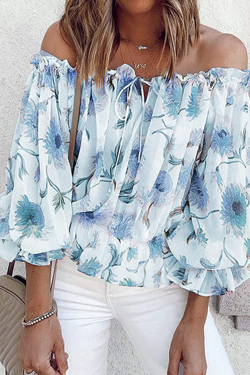 Blusas de moda con hombros descubiertos y estampados de patchwork (4 colores)