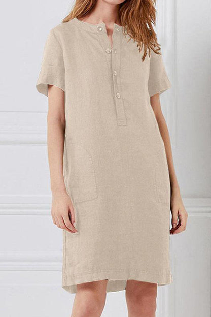 Vestidos casuales de moda con cuello redondo, de patchwork liso y corte A (4 colores)