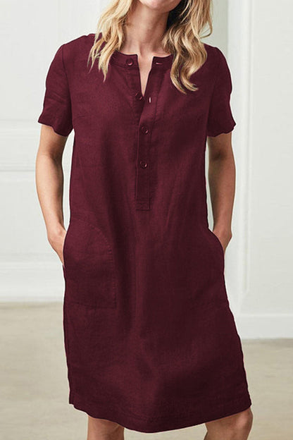Vestidos casuales de moda con cuello redondo, de patchwork liso y corte A (4 colores)