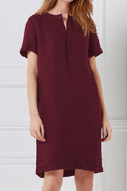 Vestidos casuales de moda con cuello redondo, de patchwork liso y corte A (4 colores)