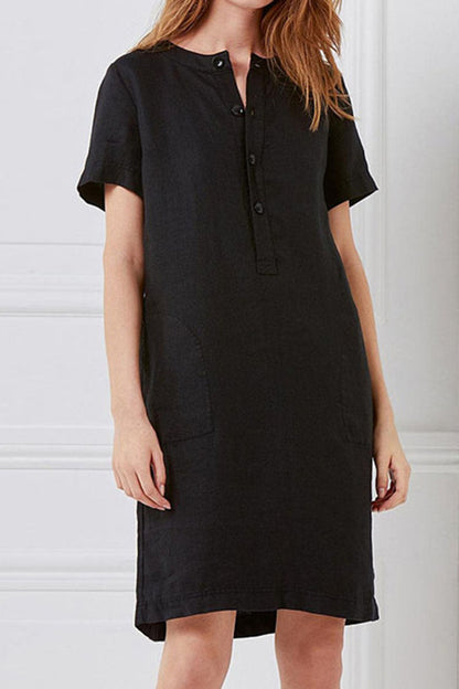Vestidos casuales de moda con cuello redondo, de patchwork liso y corte A (4 colores)
