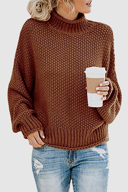 Suéteres casuales de cuello alto con parches sólidos (11 colores)