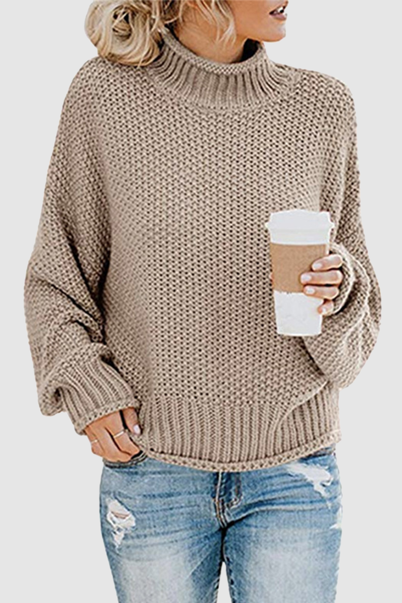 Suéteres casuales de cuello alto con parches sólidos (11 colores)