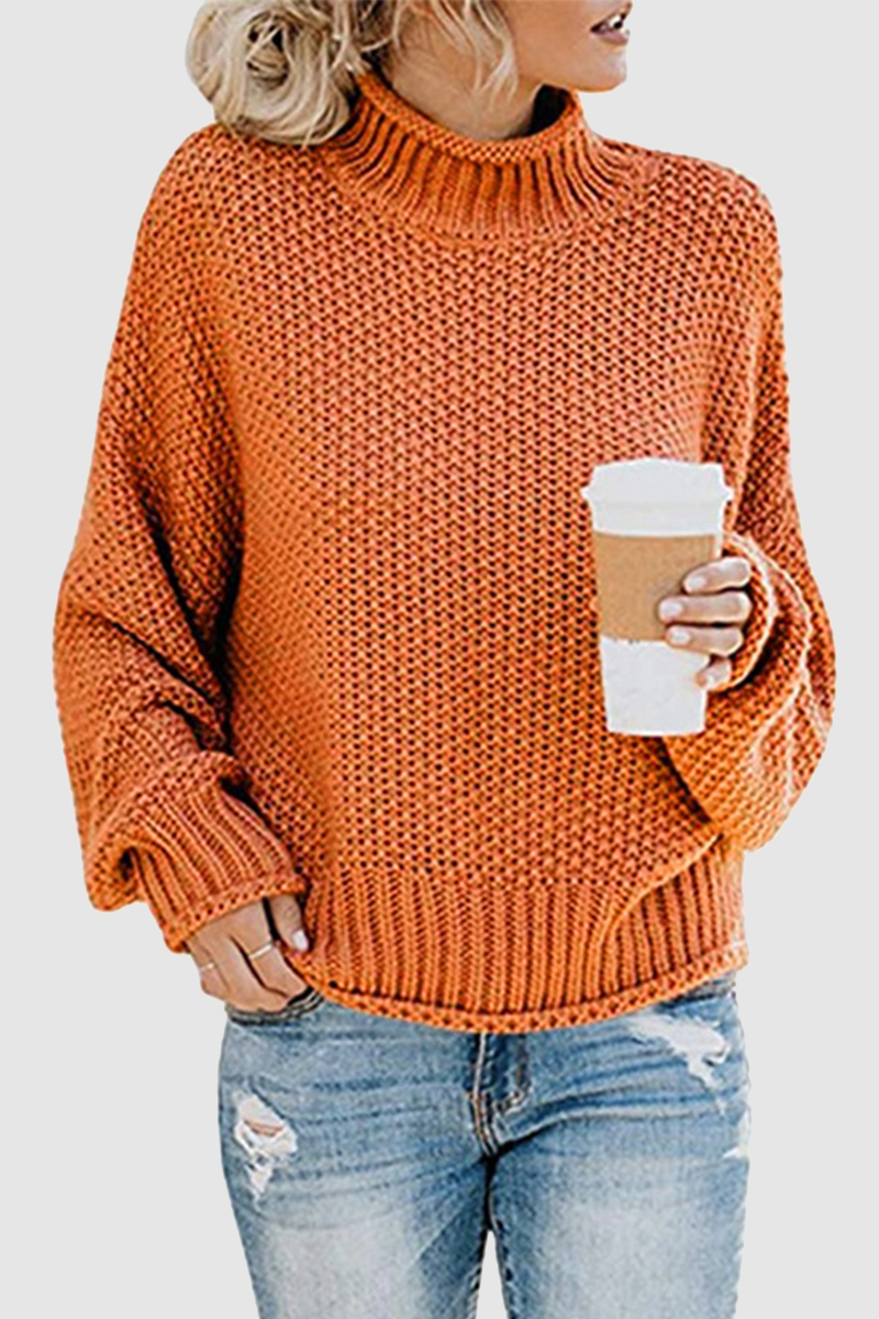 Suéteres casuales de cuello alto con parches sólidos (11 colores)
