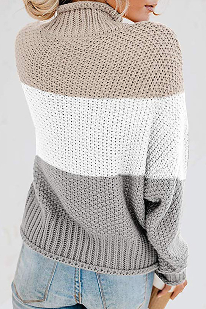 Suéteres casuales de cuello alto con patchwork en contraste (7 colores)