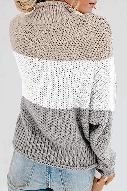 Suéteres casuales de cuello alto con patchwork en contraste (7 colores)