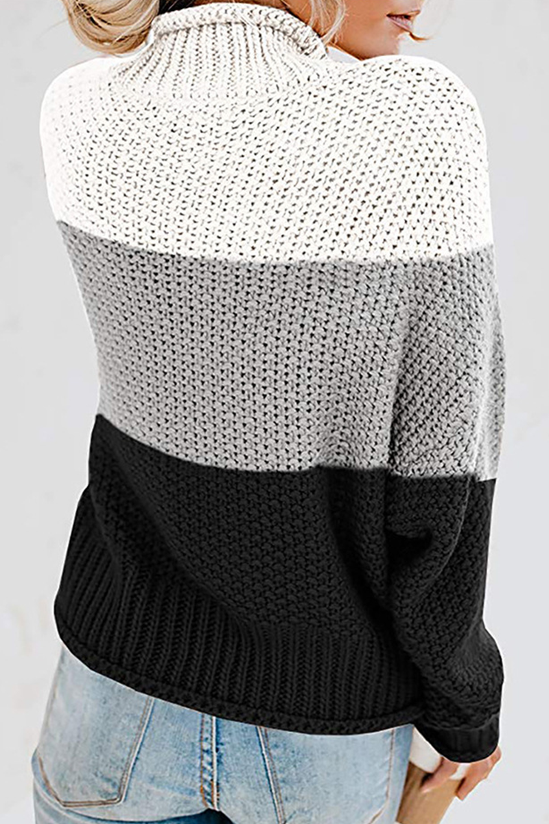 Suéteres casuales de cuello alto con patchwork en contraste (7 colores)