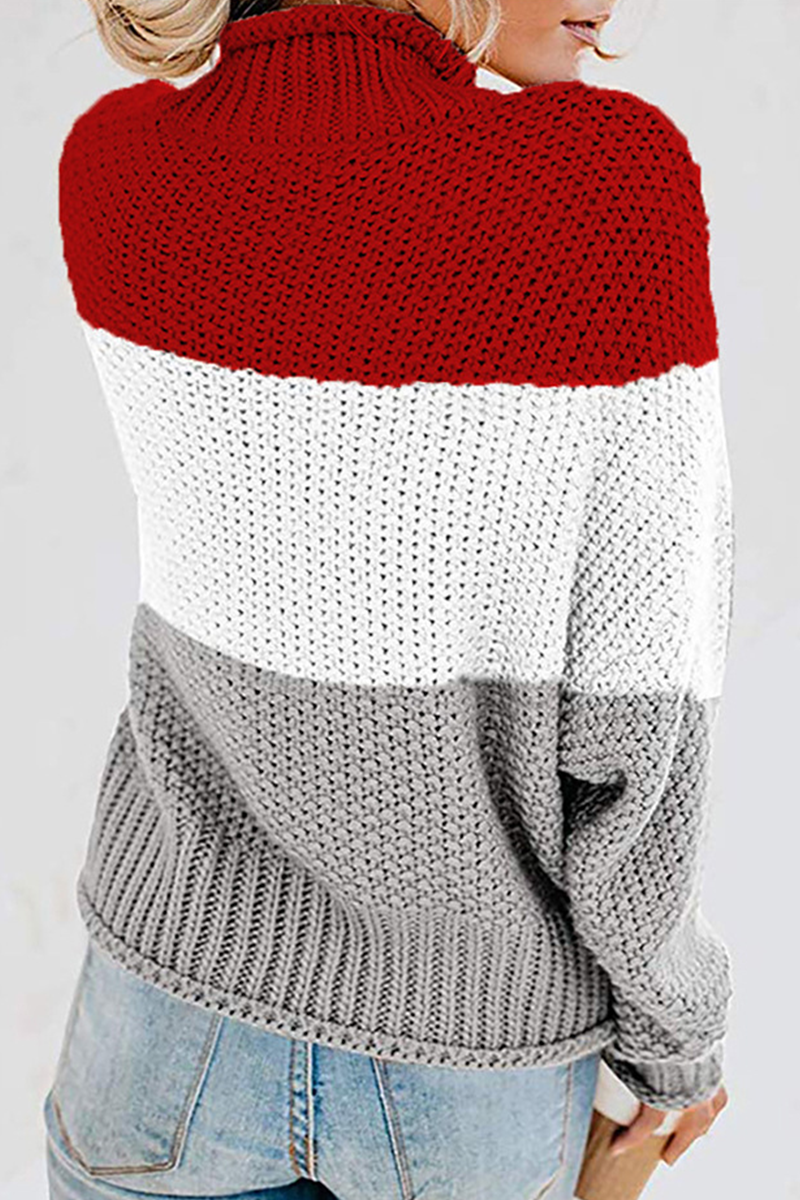 Suéteres casuales de cuello alto con patchwork en contraste (7 colores)