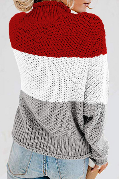 Suéteres casuales de cuello alto con patchwork en contraste (7 colores)