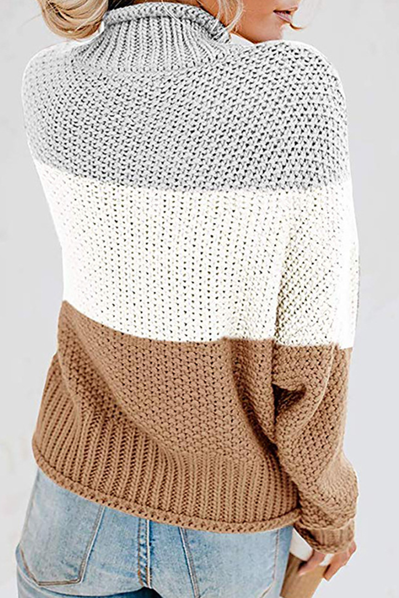 Suéteres casuales de cuello alto con patchwork en contraste (7 colores)