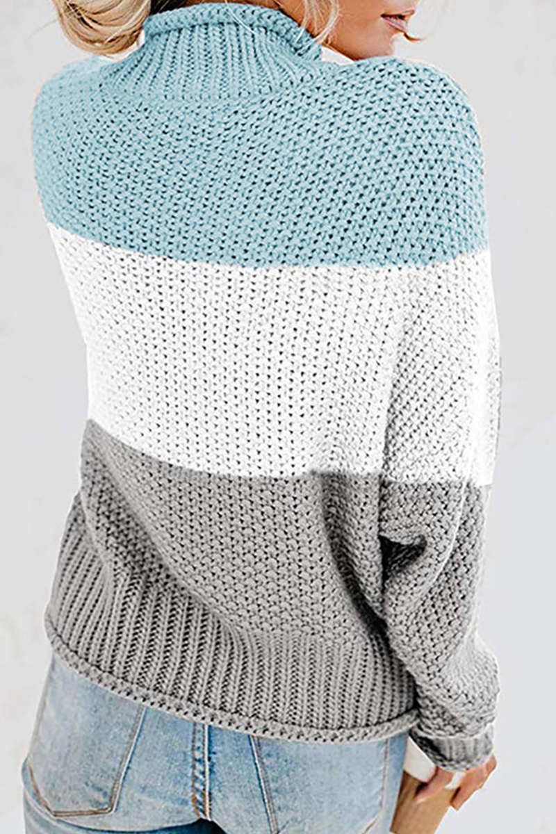 Suéteres casuales de cuello alto con patchwork en contraste (7 colores)