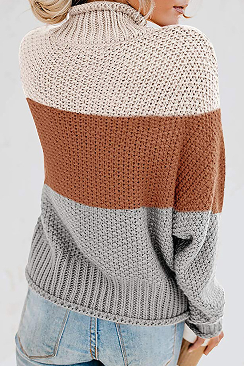 Suéteres casuales de cuello alto con patchwork en contraste (7 colores)