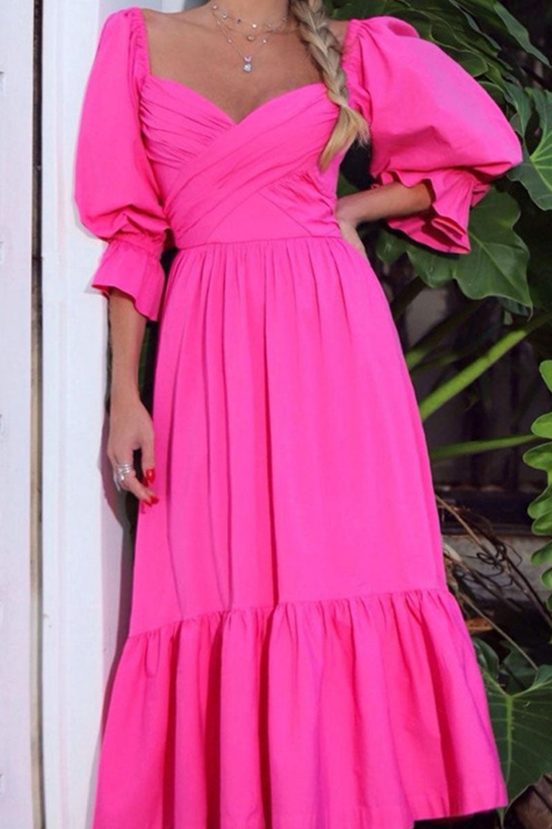 Vestidos de línea A con hombros descubiertos y patchwork liso de moda urbana