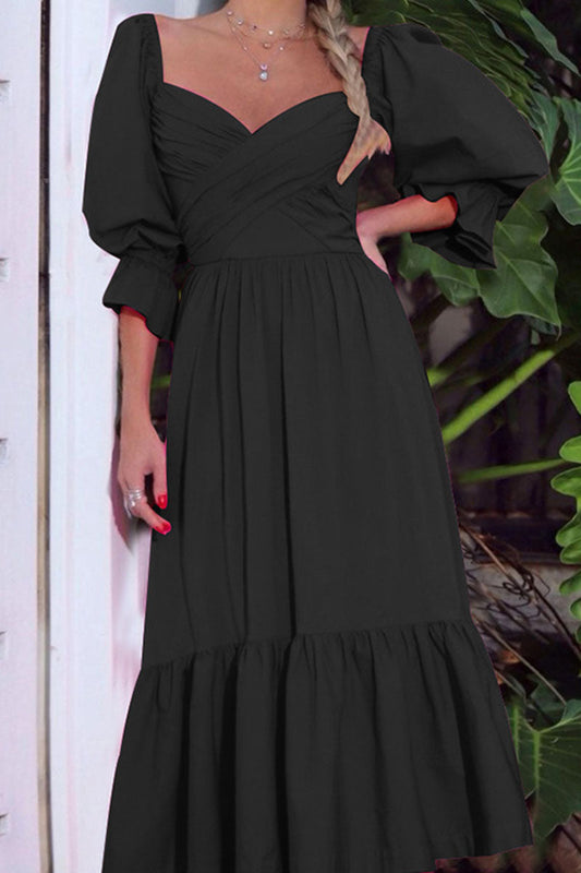 Vestidos de línea A con hombros descubiertos y patchwork liso de moda urbana