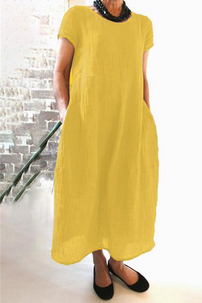 Casual Street Solid Pocket O Neck Maxi Dresses(8 Colors)