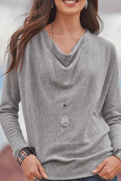 Casual Solid Patchwork Asymmetrical Collar Tops(4 Colors)