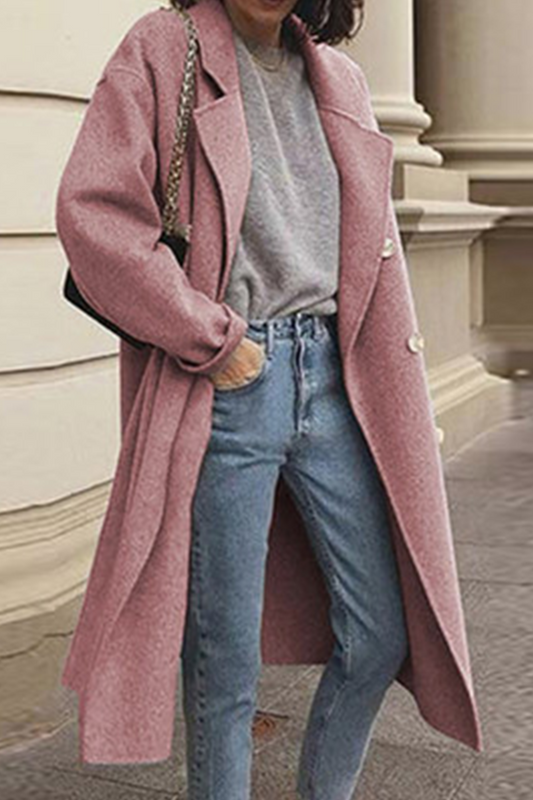 Prenda exterior informal elegante con cuello vuelto y hebilla sólida