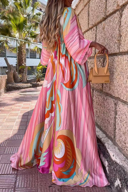 Vestido elegante de moda con escote en V y abertura en el frenillo (4 colores)