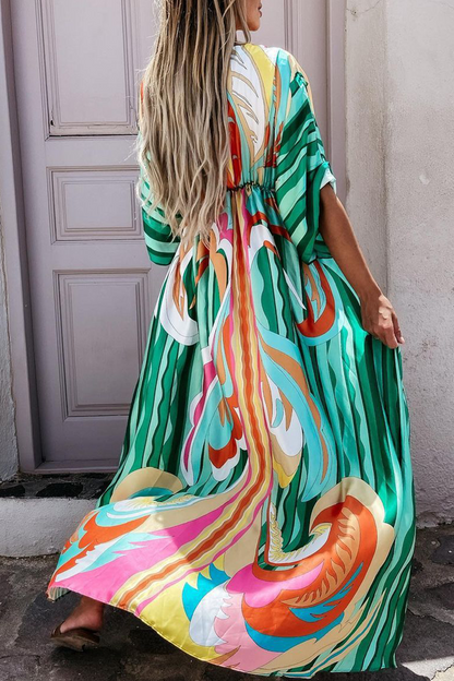 Vestido elegante de moda con escote en V y abertura en el frenillo (4 colores)