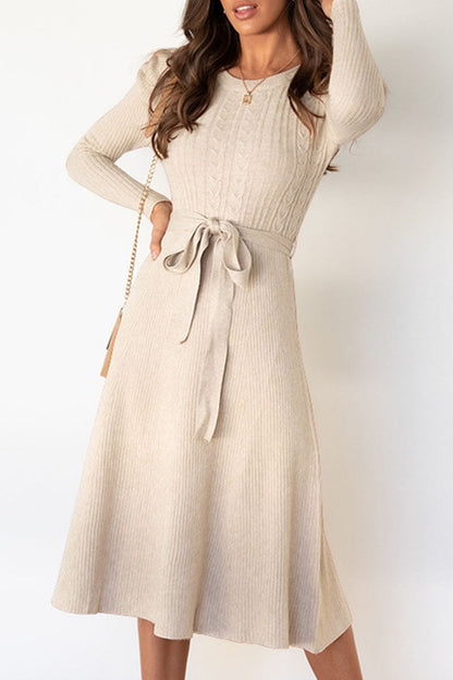 Fashion Casual Solid Patchwork O Neck A Line Dresses(5 Colors)