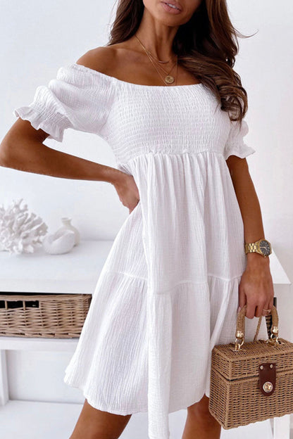 Vestidos de princesa casuales con hombros descubiertos y patchwork liso (3 colores)