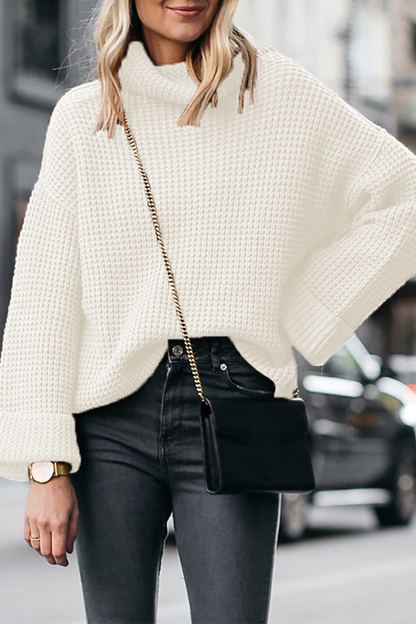 Suéteres casuales de cuello alto con parches sólidos (6 colores)