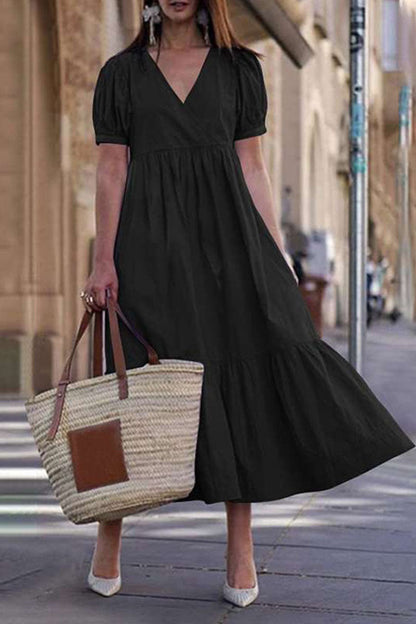 Vestidos de princesa con escote en V, de moda, informales, lisos y con abertura en la parte superior (4 colores)