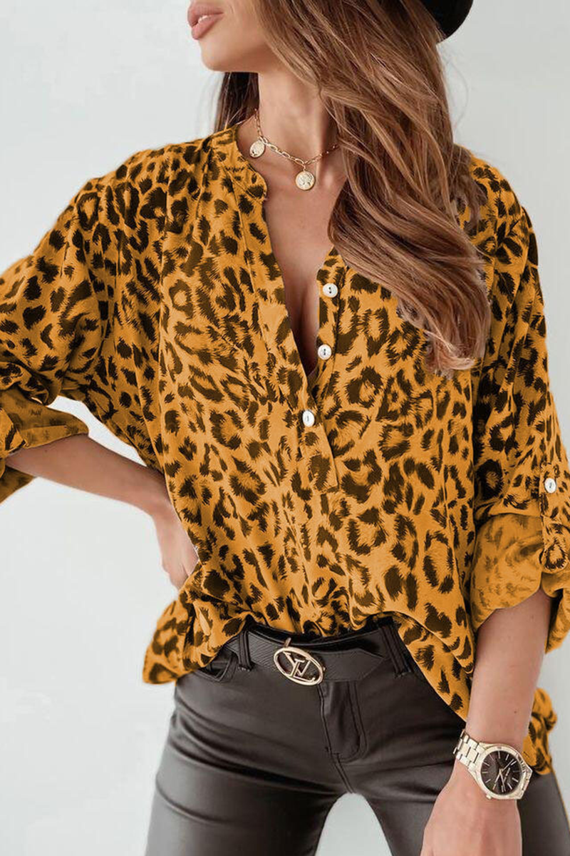 Blusas elegantes con estampado animal y hebillas (3 colores)